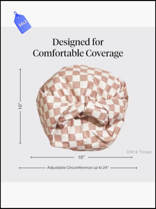 Reusable Waterproof Satin-Lined Flexi Shower Cap, Adjustable, Wide Extra Large